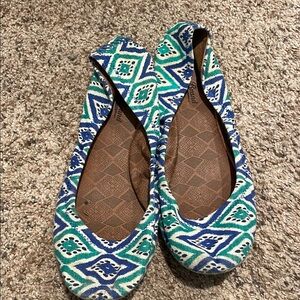 Lucky Brand Blue and Green Geometric Loafers